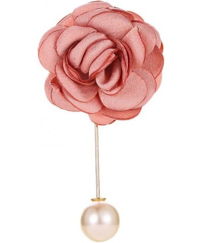 Camellia Flower Boutonniere Pearl Brooch Women Men Wedding Party Groomsmen Lapel Pins Pink $5.99 Brooches & Pins