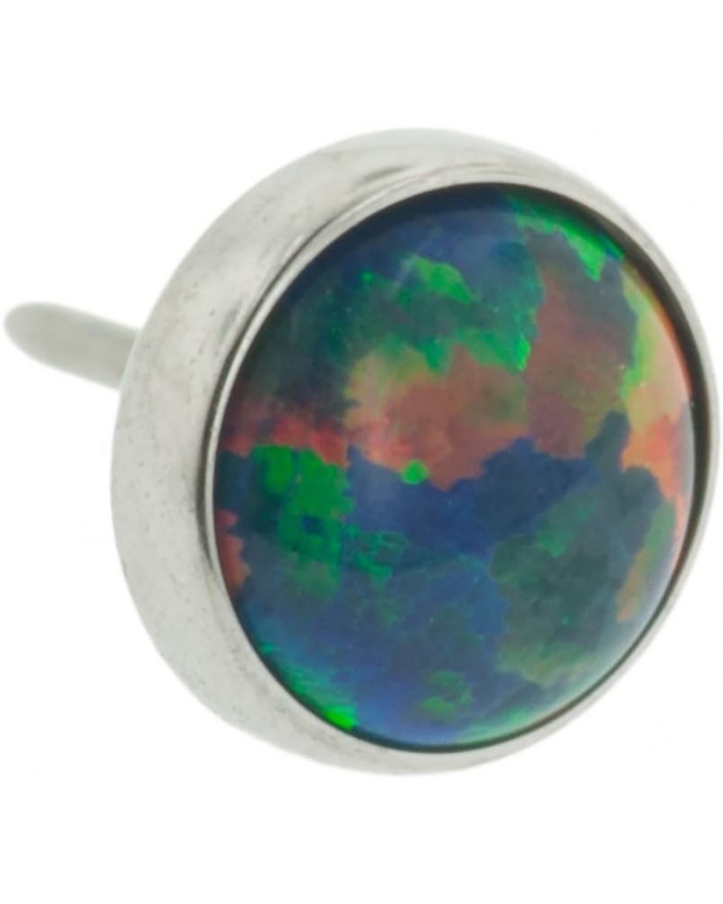 Threadless High Polish Titanium Synthetic Opal Cabochon End with 4mm Gem Black Opal $12.58 Body Jewelry