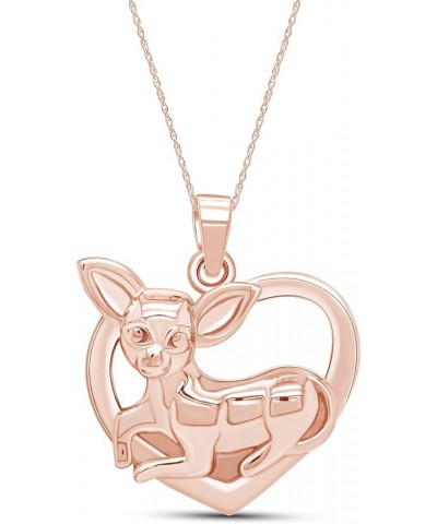 14k Gold Over Sterling Silver Chihuahua Heart Pendant Necklace Rose Gold Plated Silver $31.20 Necklaces