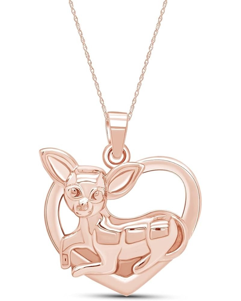 14k Gold Over Sterling Silver Chihuahua Heart Pendant Necklace Rose Gold Plated Silver $31.20 Necklaces