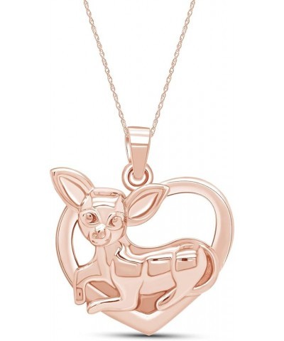 14k Gold Over Sterling Silver Chihuahua Heart Pendant Necklace Rose Gold Plated Silver $31.20 Necklaces