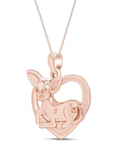 14k Gold Over Sterling Silver Chihuahua Heart Pendant Necklace Rose Gold Plated Silver $31.20 Necklaces