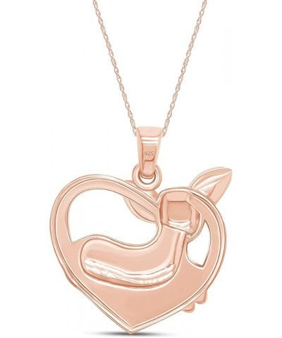 14k Gold Over Sterling Silver Chihuahua Heart Pendant Necklace Rose Gold Plated Silver $31.20 Necklaces