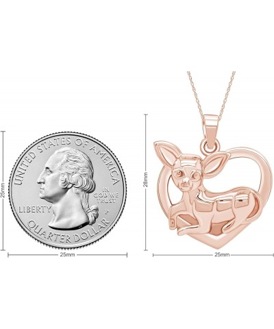 14k Gold Over Sterling Silver Chihuahua Heart Pendant Necklace Rose Gold Plated Silver $31.20 Necklaces