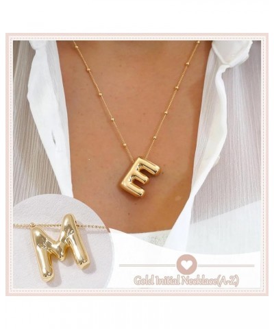 Bubble Letter Necklace Gold for Women Balloon Alphabet Pendant Necklace Gold Balloon Letter Necklace Initial Choker Necklace ...