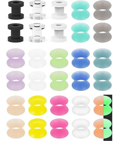 Silicone Ear Plugs Tunnels Glow in The Dark Tunnels Plastic Plugs Tunnels Acrylic Earlets Retainer 4MM 6MM 8MM 30Pcs ear Plug...