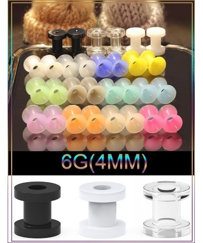 Silicone Ear Plugs Tunnels Glow in The Dark Tunnels Plastic Plugs Tunnels Acrylic Earlets Retainer 4MM 6MM 8MM 30Pcs ear Plug...