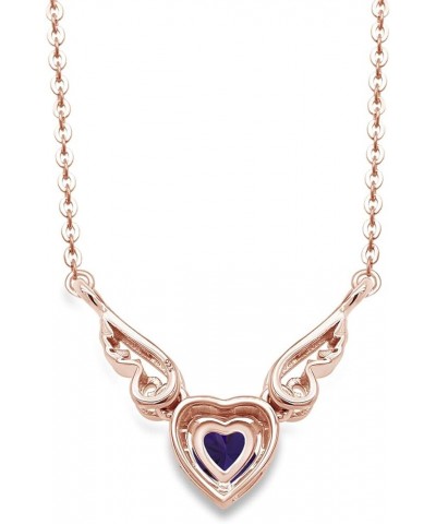 Angel Wings Heart Pendant Necklace In 14K Gold Over Sterling Silver rose-gold-plated-silver : Alexandrite $21.12 Necklaces