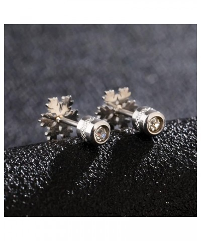 Winter Snowflake Christmas Earrings Stud for Women's, Titanium Screw Back Stud Earrings Jewellery Gifts, Hypoallergenic Surgi...