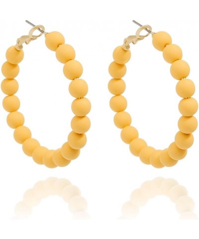 Hoop Earrings for Women Trendy Hoop Dangle Earrings for Women Bohemian Circle Round Bead Earrings Honey $14.20 Earrings