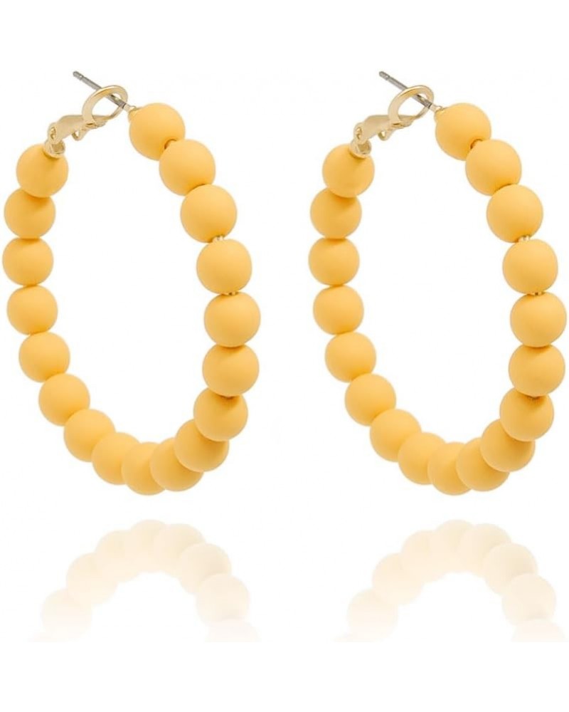 Hoop Earrings for Women Trendy Hoop Dangle Earrings for Women Bohemian Circle Round Bead Earrings Honey $14.20 Earrings