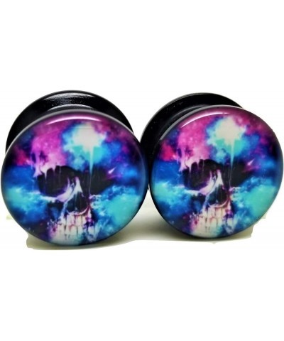 Watercolor Skull Ear Plugs - Acrylic - Screw-On - New *Pair* - 8 Sizes 1/2" (12mm) $8.98 Body Jewelry