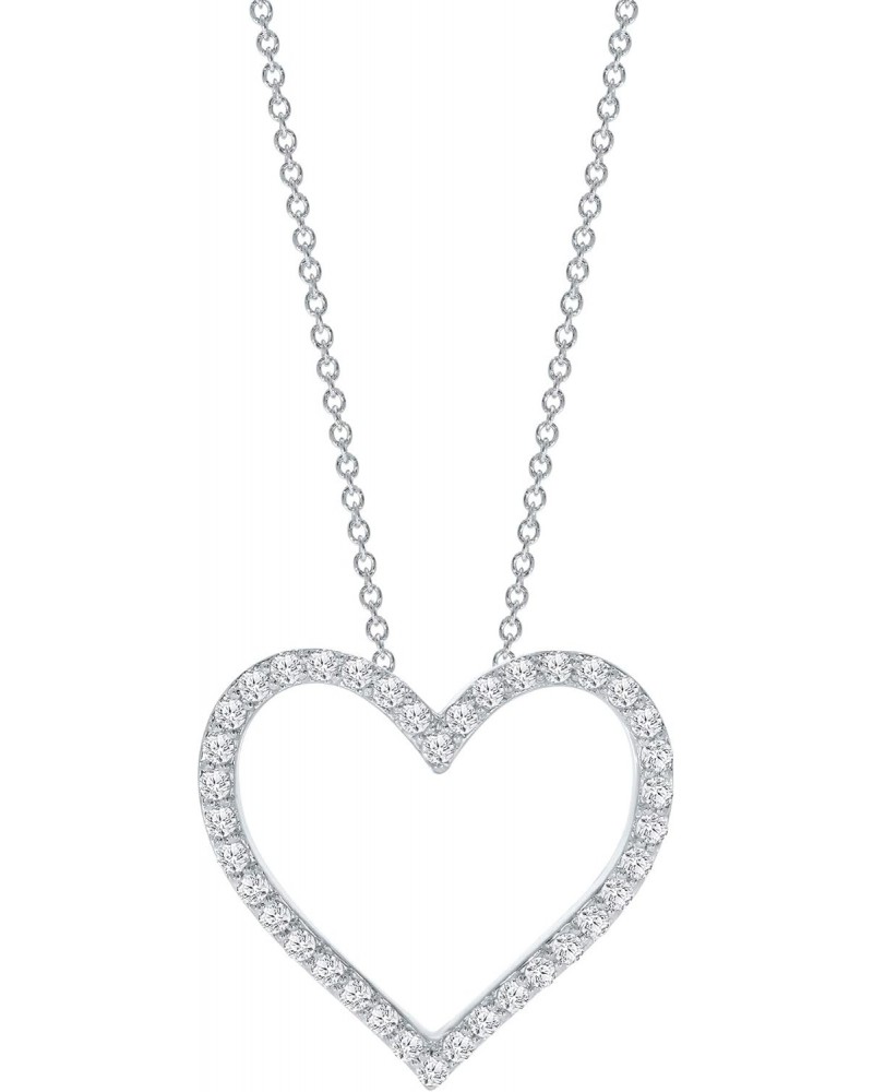 Elmas 1/4ct Round Natural Diamond 925 Sterling Silver Diamond Heart Love Pendant Necklace for Women $86.58 Necklaces