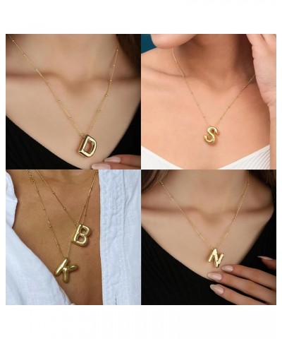 Bubble Letter Necklace Gold for Women Balloon Alphabet Pendant Necklace Gold Balloon Letter Necklace Initial Choker Necklace ...