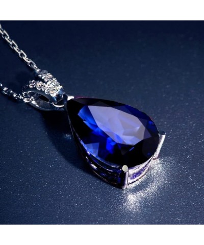 JIANGXIN 18"~20" Teardrop shape Gemstone Elegant Birthstone 925 Sterling Silver Pendant Necklace Drop Earrings Jewelry Set fo...