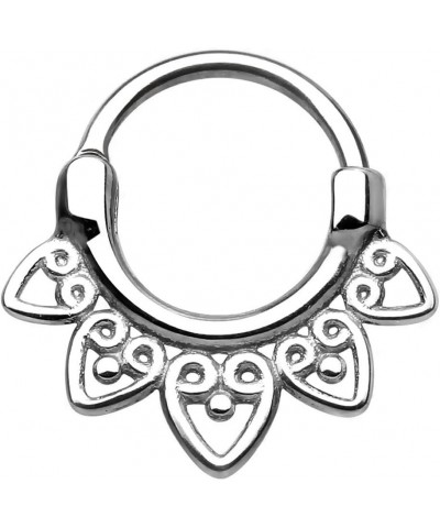 14G-16G Surgical Steel Tribal Fan Cartilage and Septum Hoop with Click Closure 14 Gauge $10.39 Body Jewelry