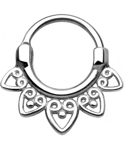 14G-16G Surgical Steel Tribal Fan Cartilage and Septum Hoop with Click Closure 14 Gauge $10.39 Body Jewelry