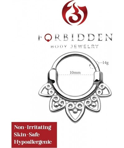 14G-16G Surgical Steel Tribal Fan Cartilage and Septum Hoop with Click Closure 14 Gauge $10.39 Body Jewelry