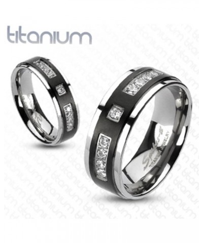 His and Her Stainless Steel 1.39 Carat Cubic Zirconia Bridal Set and Men's Titanium Wedding Band Women's Size 05 Men's Size 1...