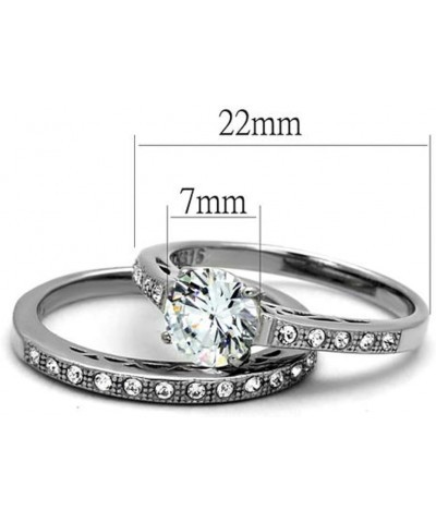 His and Her Stainless Steel 1.39 Carat Cubic Zirconia Bridal Set and Men's Titanium Wedding Band Women's Size 05 Men's Size 1...