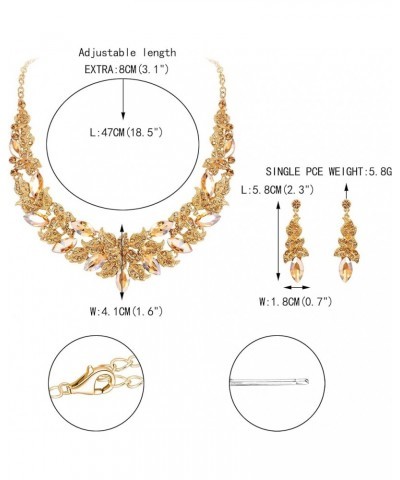 Austrian Crystal Statement Bridal Jewelry Sets, Rhinestone Costume Prom Marquise Cluster Flower Leaf Necklace Dangle Earrings...