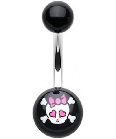 Cute Emo Skull Acrylic Logo Belly Button Ring $8.83 Body Jewelry