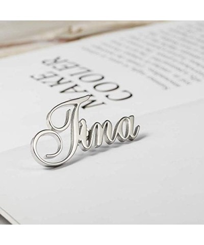 Personalized Custom Name Brooch Pin Customized Collar Jewelry Steamer Needle 3 Colors With Nameplate Brooches for Women Rose ...