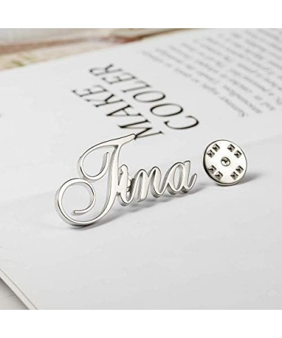 Personalized Custom Name Brooch Pin Customized Collar Jewelry Steamer Needle 3 Colors With Nameplate Brooches for Women Rose ...