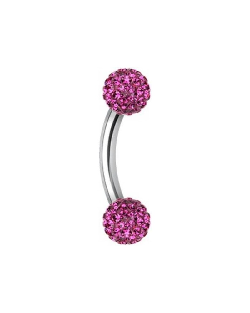 Multi-Sprinkle Dot Curved Barbell WildKlass Eyebrow Ring 16 GA, 8mm, 3mm ball size, Fuchsia $10.99 Body Jewelry