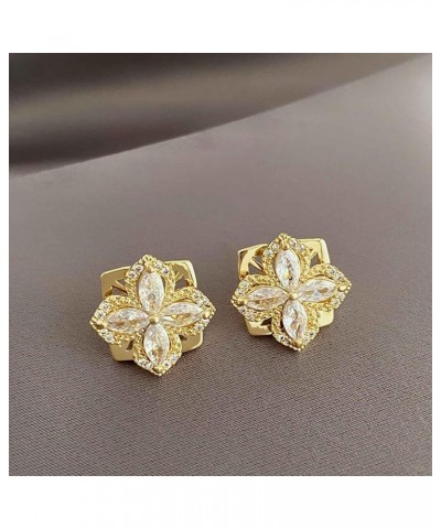 Vintage Crystal Flower Earrings Rhinestone Flower Earrings Gold Flower Stud Earrings Sparkly Cz Earrings Paved Bridal Wedding...