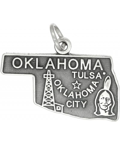 Sterling Silver Oxidized Travel State Map of Oklahoma Charm Pendant $10.92 Pendants