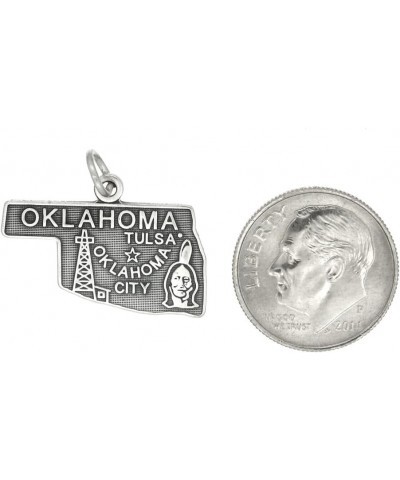 Sterling Silver Oxidized Travel State Map of Oklahoma Charm Pendant $10.92 Pendants