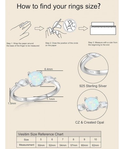 Three Stones Engagement Rings for Women 925 Sterling Silver Wedding Anniversary Band Round Birthstone Jewelry Gift Size 5-10 ...