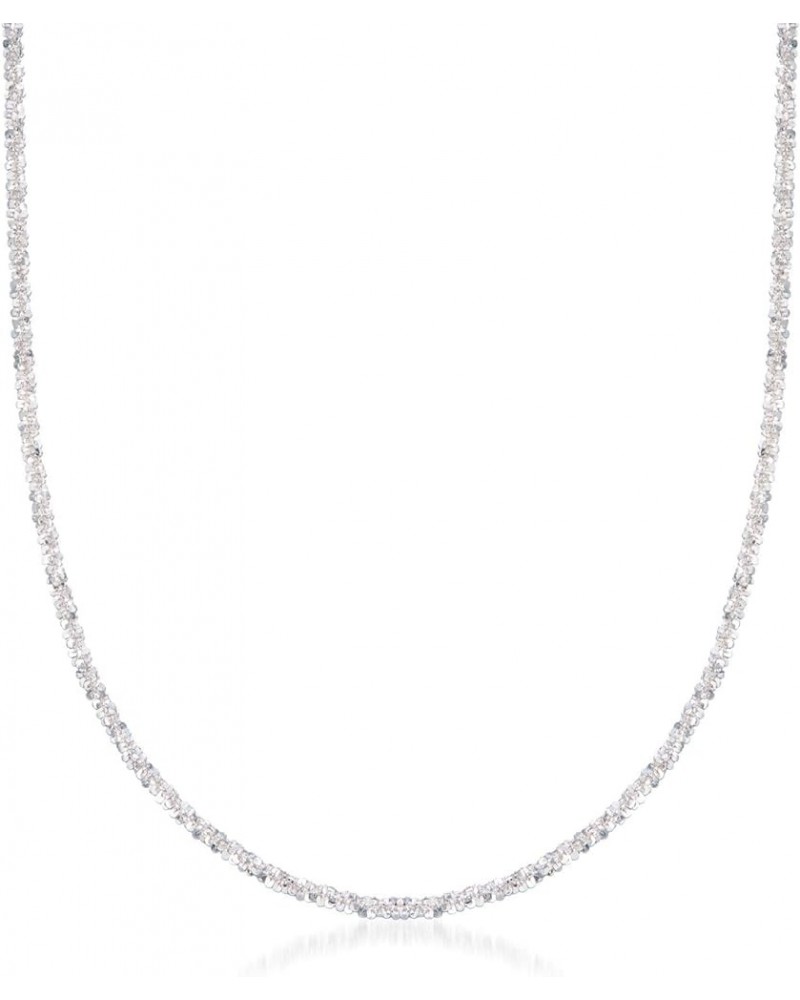 Italian 2mm Sterling Silver Crisscross-Chain Necklace 24 Inches $23.27 Necklaces