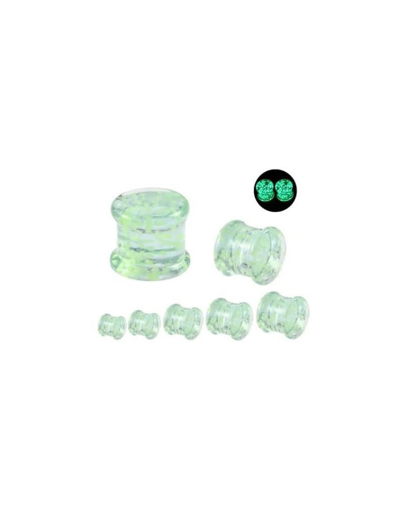 Glass Glow in The Dark Bubbles Ear Gauges - Pair of Glass Double Flared Plugs - 5 Size Options 2 Gauge (6mm) $10.59 Body Jewelry