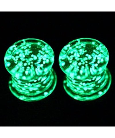 Glass Glow in The Dark Bubbles Ear Gauges - Pair of Glass Double Flared Plugs - 5 Size Options 2 Gauge (6mm) $10.59 Body Jewelry