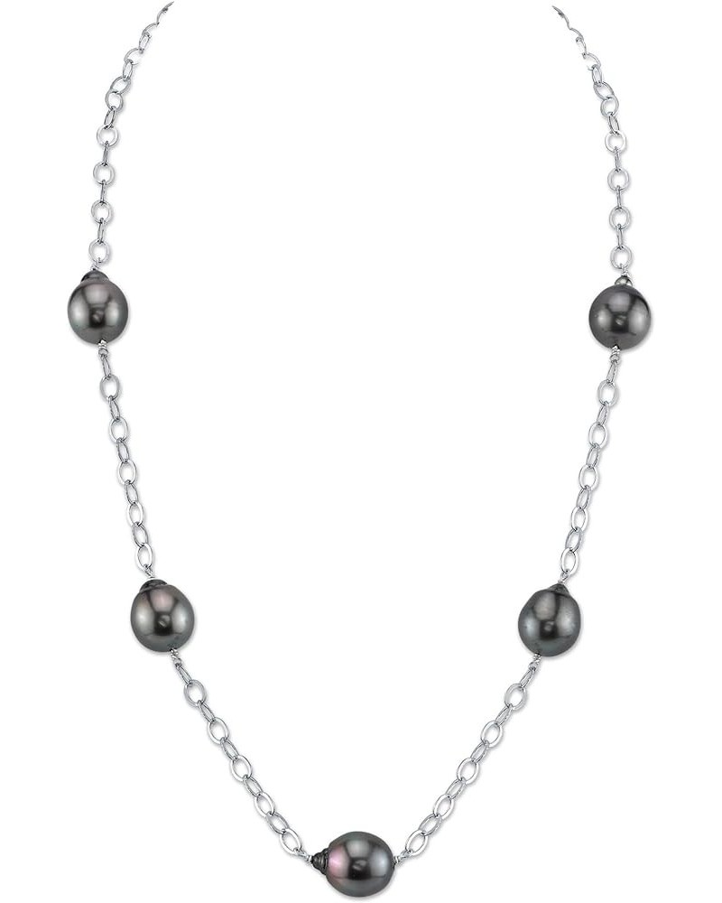 Sterling Silver Baroque Genuine Black South Sea Cultured Pearl Necklace for Women 18.0 Inches 9.0-10.0mm $196.56 Necklaces