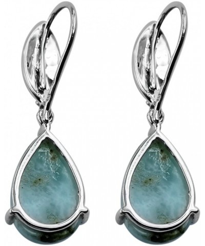 Larimar Natural Gemstone Pear Shape 10K, 14K, 18K White Gold Uniqe Drop Dangle Earrings 14K $143.84 Earrings