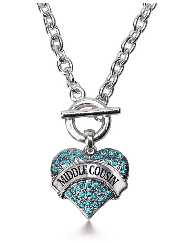 Silver Pave Heart Charm 18 Inch Necklace with Cubic Zirconia Jewelry Middle Cousin Aqua $10.39 Necklaces