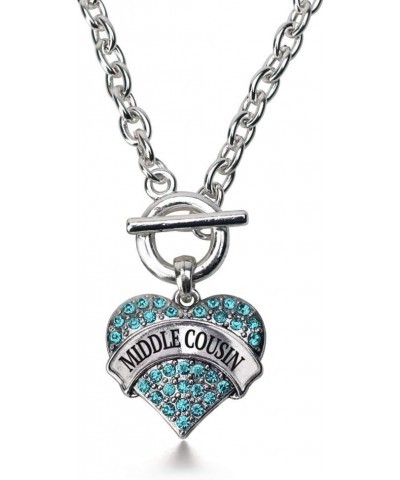 Silver Pave Heart Charm 18 Inch Necklace with Cubic Zirconia Jewelry Middle Cousin Aqua $10.39 Necklaces