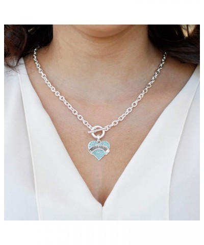 Silver Pave Heart Charm 18 Inch Necklace with Cubic Zirconia Jewelry Middle Cousin Aqua $10.39 Necklaces