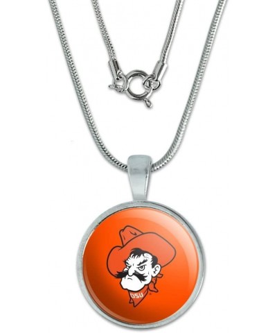 Oklahoma State University Cowboy Logo Secondary 0.75" Pendant with Sterling Silver Plated Chain $9.17 Necklaces