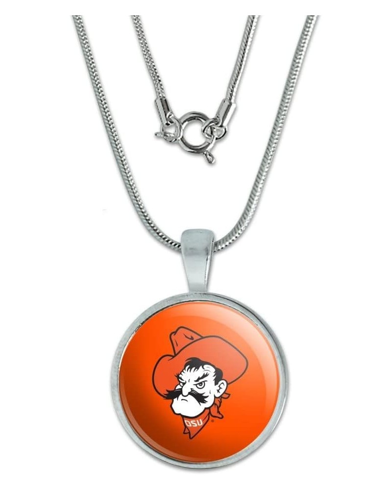 Oklahoma State University Cowboy Logo Secondary 0.75" Pendant with Sterling Silver Plated Chain $9.17 Necklaces