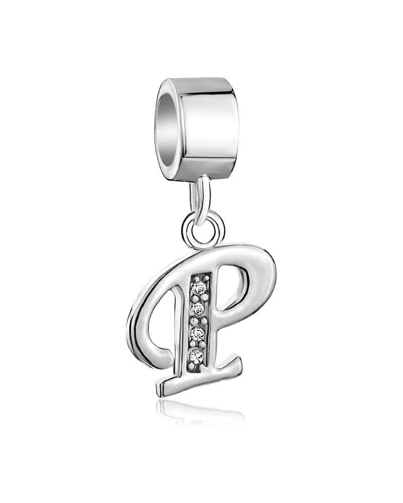 Sterling Silver Alphabet Beads A Letter Initial Spacer Dangle Clear Synthetic Crystal Charm P $8.61 Bracelets