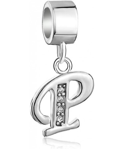 Sterling Silver Alphabet Beads A Letter Initial Spacer Dangle Clear Synthetic Crystal Charm P $8.61 Bracelets