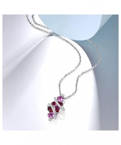 925 Sterling Silver Cubic Zirconia Twisted Pendant for Women [B]Red $10.56 Pendants