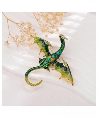 Enamel Dragon Brooch Vintage Punk Dragon Animal Brooch Domineering Flying Dragon Brooch Personality Clothing Hat Bag Accessor...