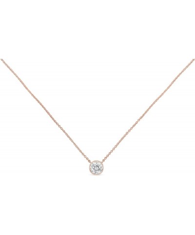 10K White, Yellow and Rose Gold Bezel-Set Diamond Solitaire Pendant Necklace (H-I Color, SI2-I1 Clarity) - Choice of Gold Col...