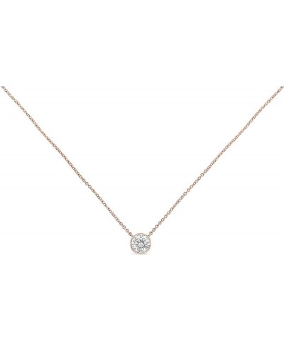 10K White, Yellow and Rose Gold Bezel-Set Diamond Solitaire Pendant Necklace (H-I Color, SI2-I1 Clarity) - Choice of Gold Col...