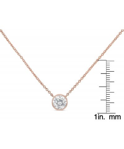 10K White, Yellow and Rose Gold Bezel-Set Diamond Solitaire Pendant Necklace (H-I Color, SI2-I1 Clarity) - Choice of Gold Col...